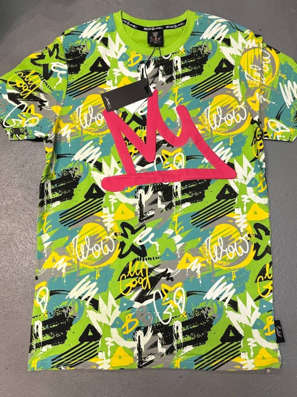 Switch Green Graffiti Graphic T Shirt Medium Crown Streetwear Short Sleeve New